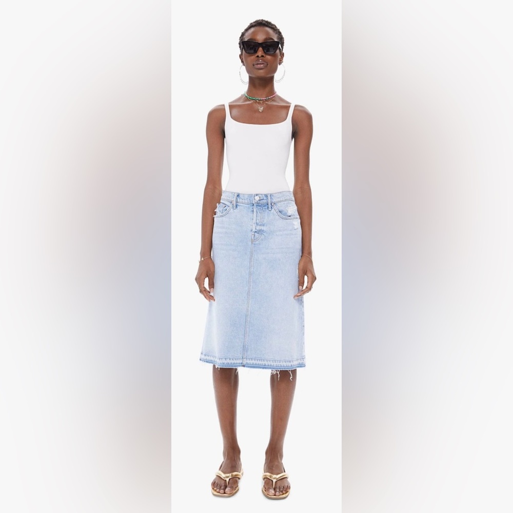 Denim Midi Skirt - Light Blue